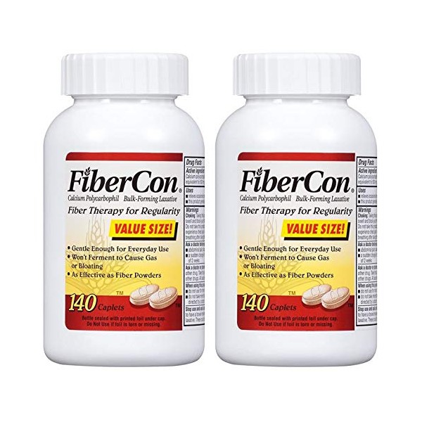 Fibercon Fiber Therapy for Regularity with Calcium Polycarbophil, 2 Pack