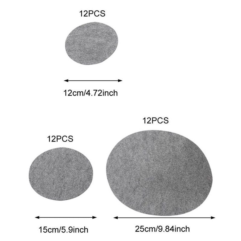 WANGCL 48PCS Felt Plate Dividers Set of 3 Sizes Pads