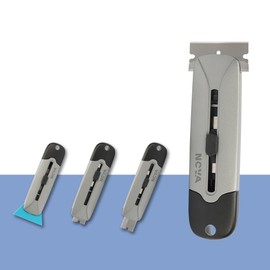 Nova 2 in 1 Scraper Utility Knife with Extra10 Metal Razor Blades +10 Plastic Blades, 2 Cutting Depth of Box Cutter, Multi-Purpose Cleaning and Cutting