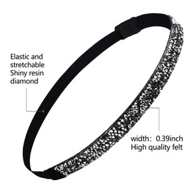 6 Pieces Glitter Headband Non-slip Felt Headband Rhinestone Headband Women's Fabric Headband Hairband for Sports and Yoga