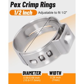 MOLAVIEE 200Pcs 1/2 Inch PEX Cinch Clamps, 304 Stainless Steel Cinch Crimp Rings Pinch Clamps for Pex Tubing Pipes Fitting Connections
