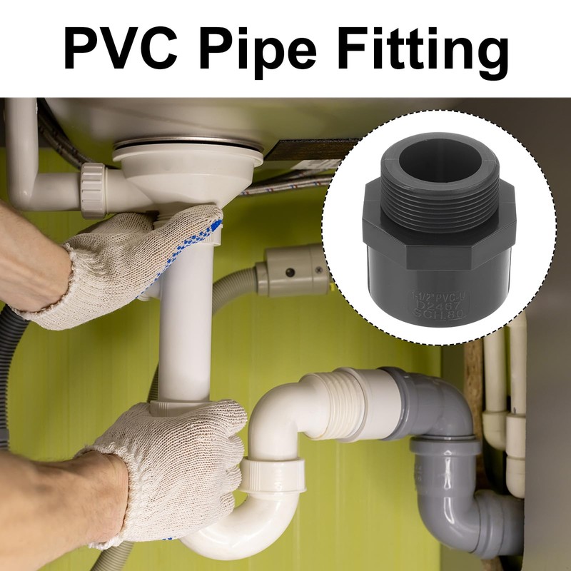 uxcell 5 Pcs 1-1/2" PVC Male Adapter Pipe Fitting Fit