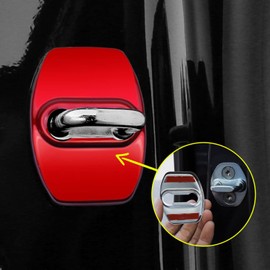 YJMOTOR Fit Bronco Sport 2021 2022 2023 2024 Lock Latchs Cover Stainless Steel Door Arm Protection Cover Trim Interior Accessories for Ford Bronco 2 and 4 Door Type Decoration(Red-4p)