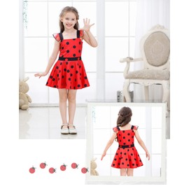 Dressy Daisy Kids/Girls/Ladybug Polka Dot Costume, Girls, Halloween, Christmas, Party, Skirt, 8-9 Years, Red Costume, Black Dots