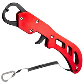 YSKSTORE Light Weight Aluminum Rust Resistant Fish Grip with Rope Fish Catcher for Fishing Pistol Catcher (Red)