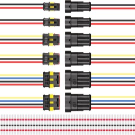 DAOKAI Waterproof Car Electrical Connector, 2/3/4 Pin Way Electrical Wire Connector,Quick Disconnect Connector with Wire 16AWG Male and Female Plug for Car Truck Motorcycle Boat - 8pcs