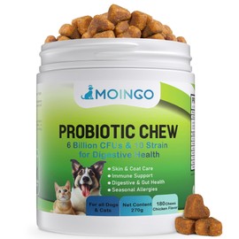 Probiotics for Dogs -Dog Probiotics with Digestive Enzymes for Enhanced Gut Flora, Digestive Health,Diarrhea Relief & Bowel Support - 180 Chicken Flavored Soft Chews for Pet Immune System (brown)