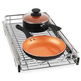 HOLDN’ STORAGE Pull Out Cabinet Organizer, Heavy Duty Caddy w/Lifetime Limited Warranty - 8”W x 21”D - Requires At Least 9-1/4” Cabinet Opening, Steel Metal Cabinet Drawers Slide Out, Chrome