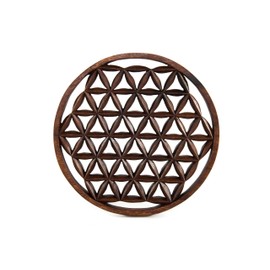 Bohemia Decorative Wooden Picture Aluminium Diameter 29 cm The Flower of Life Wall Decoration Handmade Wood