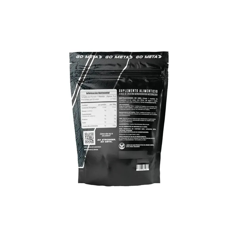 Creatina Monohidratada 500 G Meta Nutrition 100 Porciones