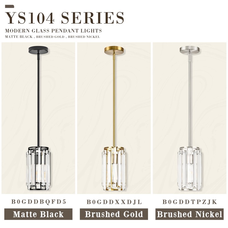 YSHomeStunn Gold Crystal Pendant Lights Kitchen Island 2-Pack Pendants Light