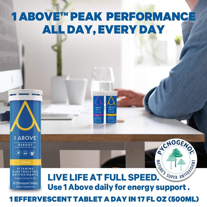 1Above Jet Lag Relief Tablets - Berry-Flavored Effervescent Multivitamin with
