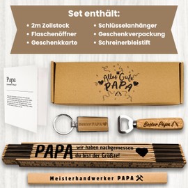 Presentix Presentix? Bester Papa Geschenkset - mit Bier?ffner, Zollstock, Bleistift und Schlsselanh?nger | Geschenke fr V?ter | Geburtstagsgeschenk fr M?nner | bester Papa Geschenke | Geschenkbox Papa