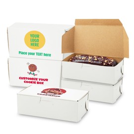 MT Products Custom White Eclair Bakery Boxes - 6.25" x 3.75" x 2.2" Customizable Printed Donut and Cupcake Boxes Printed (Pack of 5) - Made in the USA