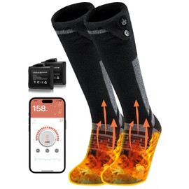 Heated Socks, Heated Socks for Men Women with APP Control, 3.7V 3000mAh Rechargeable Electric Heated Socks Outdoor Riding Camping Hiking Motorcycle Foot Warmer for Winter (X-Large)