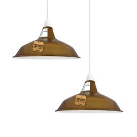 LEDSone Vintage Industrial Pendant Lights Metal Lamp Shades in a Retro Modern Style Antique Shades for Ceiling Lights Lampshades for Lights in Bedroom Kitchen and Bathroom, Yellow Brass, 2-Pack