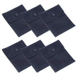 PATIKIL 3x4 Inch Jewelry Pouch, 6 Pcs Soft Velvet Pouches with Snap Button Portable Storage for Rings Necklace Bracelet Earring Watch, Dark Blue