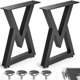 Likapop 16" Metal Coffee Table Legs, Diamond Shape Bench Legs, Heavy Duty Desk Legs, Black Metal End Table Legs, DIY Furniture Legs (H16” x W11.8”, Set of 2)