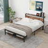 ARFARLY Queen Bed Frame with Wood Storage Headboard,Platform Bed Frame