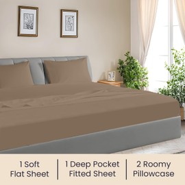 SGI bedding 84"x 84" 4 Pc Emperor/Wyoming King Sheet Set 1000 Thread Count 100% Egyptian Cotton - Deep Pocket 15" Ultra Soft, Breathable, Hotel Quality Sheets, Oversized Bed Sheets, Taupe