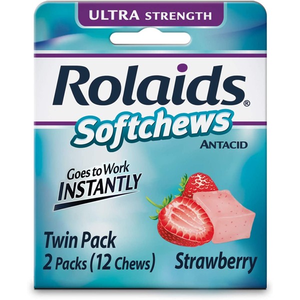 Rolaids Softchews, Strawberry, 12 Count (Pack of 6), Pink
