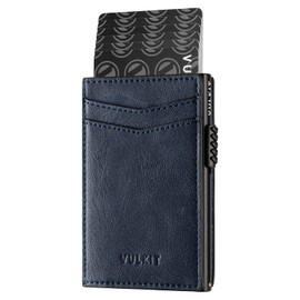 VULKIT Cartera para hombre Cartera metálica con bloqueo RFID Tarjetero desplegable Diseño minimalista Capacidad para 11 tarjetas