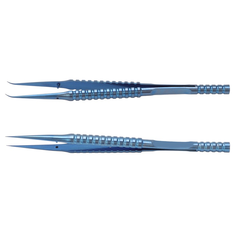 2 Pcs Fine Tipped Tweezers Straight Tip Bent Tip Titanium
