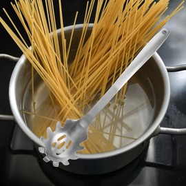 Garneck Stainless Steel Pasta Spoon Multi-purpose Spaghetti Server with Teeth Kitchen Utensil for Noodles and Food for Home and Restaurant Use