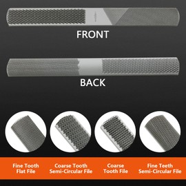 YKLP 8inch Wood Rasp File 4 Way High Carbon Steel Hand File Half Round & Flat Files,Wood Rasp Set for Sharping Metal