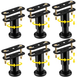 Olldag 6 Pcs Adjustable Height Bed Support Legs [with Screws] 3.15-4.72 Inch, Metal Heavy Duty Bed Replacement Legs Bed Slats Support Legs for Bed Frame/Bed Center Slat/Furniture (Black)
