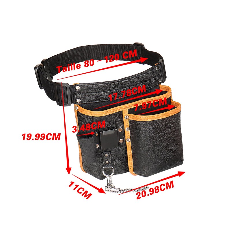 quipuda Men's Tool Belt Genuine Leather Tool Belt Bag with