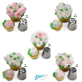Ateco One Step Flower Russian Tube Set Includes Stainless Steel Tips:, 241, 242, 243, 244, 245, 246, 247, 248, 249, 251, 253, 254, 257, 258, 259
