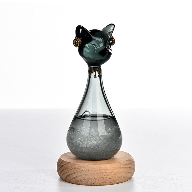 Weather Predictor Cat Bottle Black Ergonomic Rugged Glass Weather Predictor