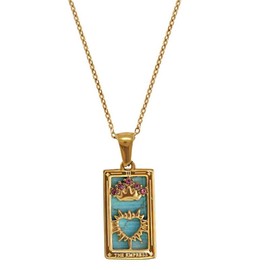 Tarot Cards Empress and High Priestess Papess Double Necklace Enamel Amulet Necklace,Medallion Tarot Necklace(Set of 2,Buy 1 Get 1)