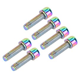 6Pcs Bicycle Stem Bolts, M5/x25 Magnetic Steel Fixing Screws with Washers for Mountain Bike Brake Caliper Bicycles MTB(Dazzling)
