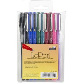 Marvy Le Pen, 0.3 mm Micro Fine Tip, Assorted Colors, Pack of 10 - 1401871