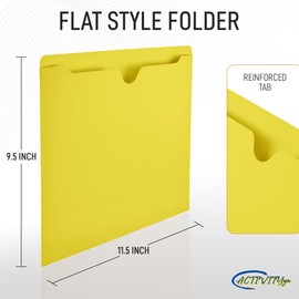 Yellow File Jackets, Flat-No Expansion, Letter Size, Reinforced Straight-Cut Tab, 10 Pack