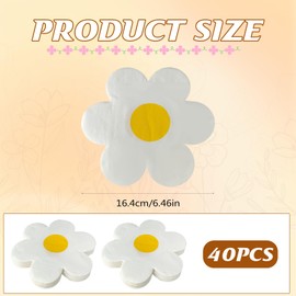 40 Stück Servietten Gänseblümchen, Servietten Blumen Gänseblümchen Tischzubehör mit Floralem Thema Sommerfest Geschirr Party Dekoration Für Kindergeburtstag Festival Weihnachten (Weiß)