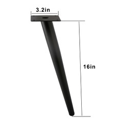 ALXEH Oblique Furniture Leg 16 Inch, Slant Tapered Metal Coffee Table Legs 4pcs, Mid Century Modern Sofa Cabinet Feet Black for Home DIY Project