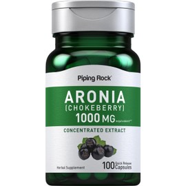 Piping Rock Aronia Berry Capsules | 1000mg | 100 Pills | Chokeberry Herb Extract | Supplement Concentrate | Non-GMO, Gluten Free