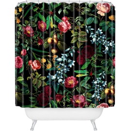 Society6 Shower Curtain - Bathroom Decor by Burcu Korkmazyurek - Extra Long Fabric Shower Curtains for Bathroom, 71" x 74", Floral Jungle