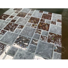 32 Glitter Silver Chrome Kitchen Bathroom Tile Stickers Transfers 15 x 15 cm 6 x 6 inches Thin Foil Tile Transfers Kitchen Tile Stickers