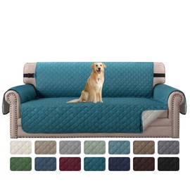 H.VERSAILTEX Reversible Couch Cover Sofa Cover for 3 Cushion Couch Water Resistant Dog Couch Protector Furniture Covers for Pets Non Slip Sofa Couch Cover with Elastic Strap(Sofa, Dark Teal/Beige)