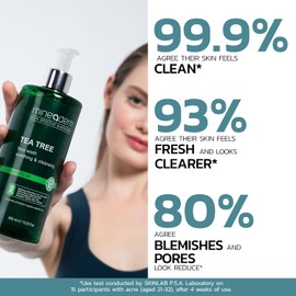 Mineaderm Limpiador Facial De Árbol De Té Para Piel Con Tendencia Acneica – Limpiador Purificante Con Aloe Vera, Pantenol Y Bisabolol – Combate El Acné Y Controla La Grasa – Gel Limpiador Suave