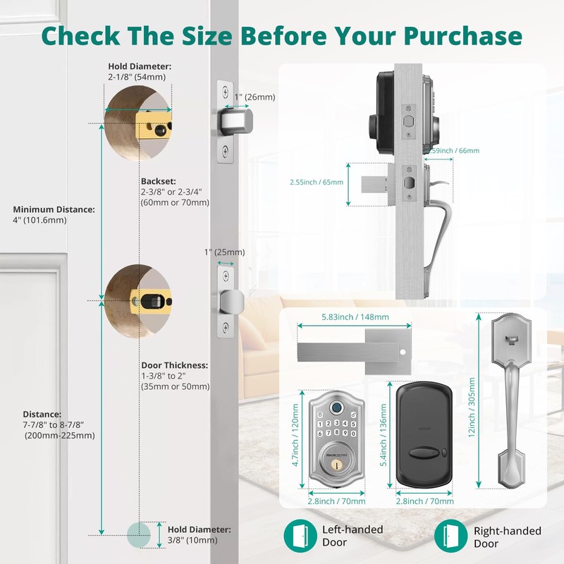 AkaGear Keyless Entry Door Lock with Handle Set - Fingerprint