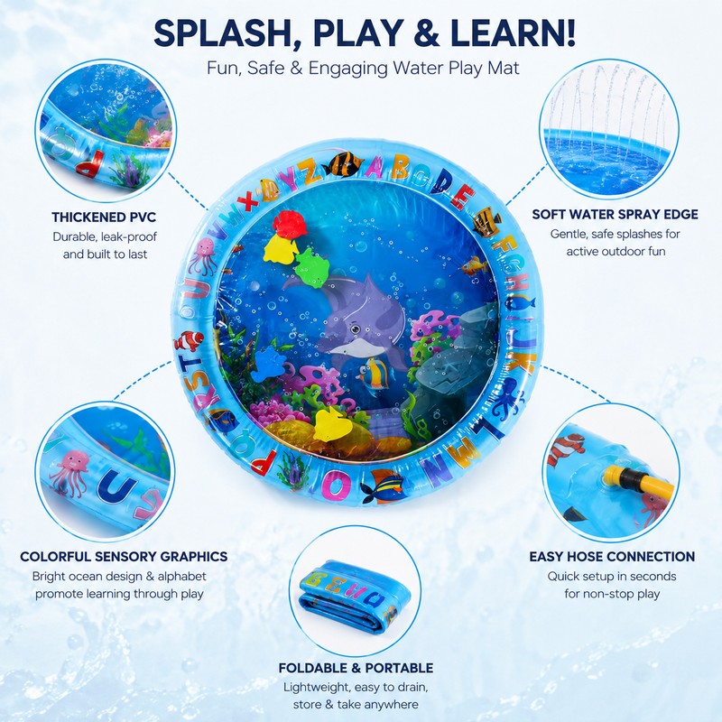 Pet Water Play Mat for Summer Fun – PVC Spray