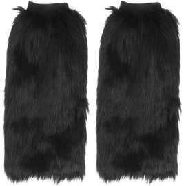 zfyanssee 40cm Ladies Fashion Boot Cuff Fluffy Soft Furry Faux Fur Leg Warmer Boot Toppers (Black)