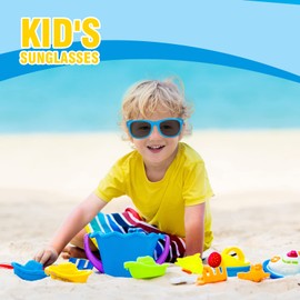 Hifot Children's Polarised Sports Glasses for Boys Girls UV400 Protection Flexible Baby Sunglasses with Glasses Cords Age 3-12, blue