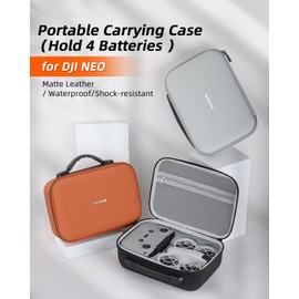 FSIDIWT Carrying Case for DJI Neo Fly More Combo Accessories, Portable PU Leather Storage Travel Case for DJI Neo, Compatible with RC-N3 Remote Controller, Three-Battery, Charging Hub (Light Grey)