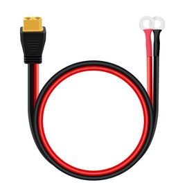 HuaLiSiJi XT60 to O Ring Terminal Cable 12AWG O Ring to XT60 Female Connector Compatible with Lipo Battery, Portable Power Station and Solar Panel (0.3 m)